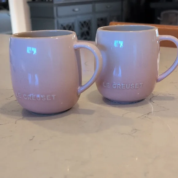 Le Creuset Stoneware Coupe Mugs, Pink Set Of Two, - Picture 1 of 6